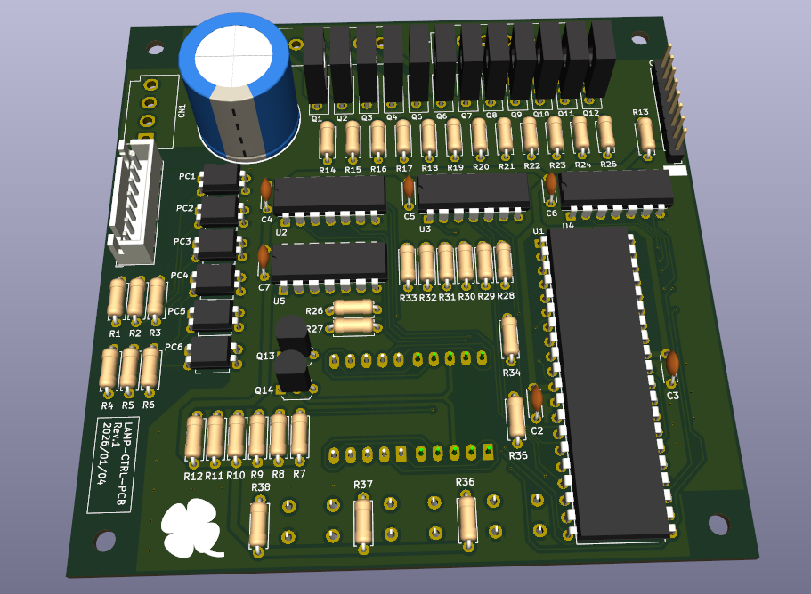 豆電球制御基板の3Dイメージです